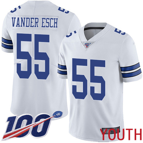 Youth Dallas Cowboys Limited White Leighton Vander Esch Road 55 100th Season Vapor Untouchable NFL Jersey